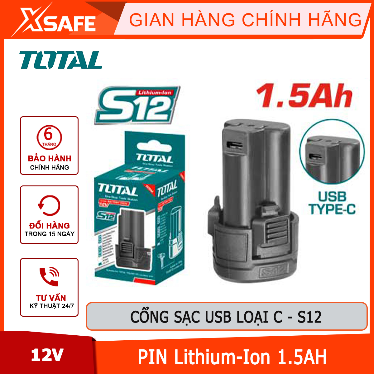 Pin Lithium 12V - pin chính hãng total