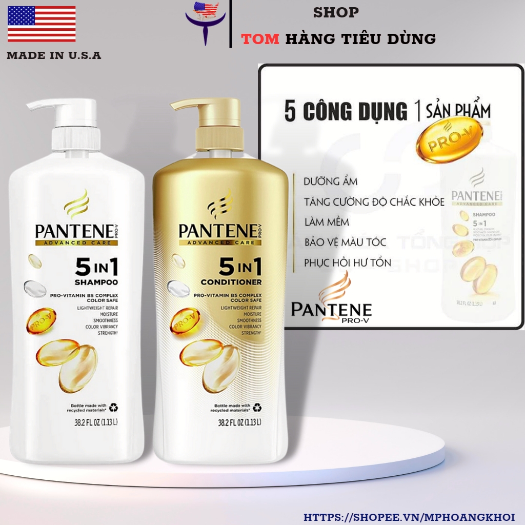 Dầu gội xả pantene 5in1 pro vitamin b5 1.13lit