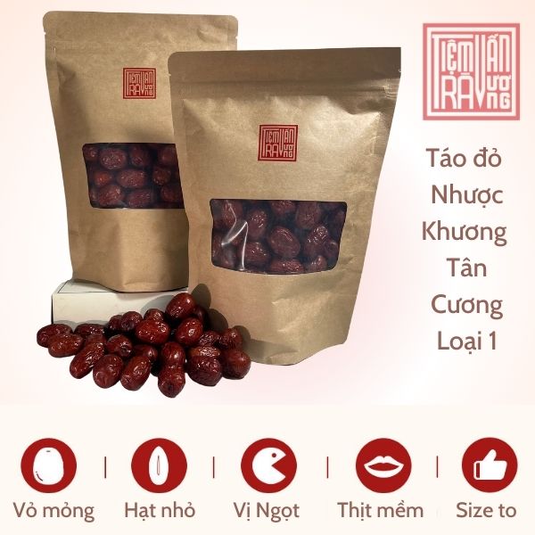 Táo đỏ tân cương sấy khô táo nhược khương loại 1 to đỏ ngọt túi 200gr