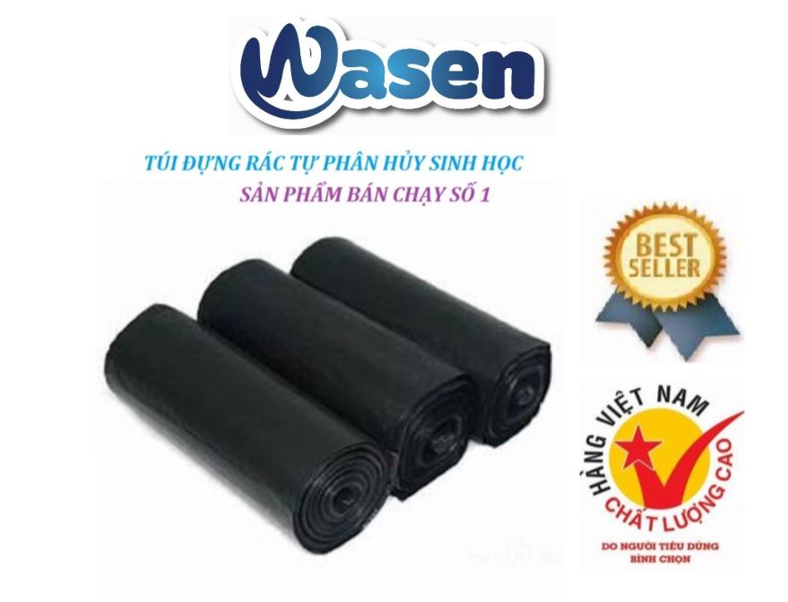 ( SIZE TRUNG ĐEN ) 1KG TÚI ĐỰNG RÁC TỰ PHÂN HỦY SINH HỌC 55x65cm WASEN THÂN THIỆN MÔI TRƯỜNG GIA PHÚ