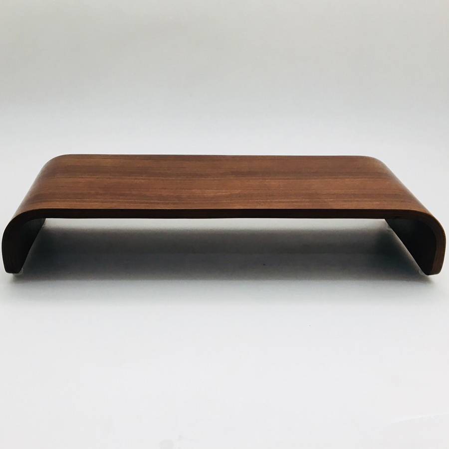 Kệ đỡ màn hình máy tính Plyconcept gỗ cao su uốn cong phủ veneer Walnut