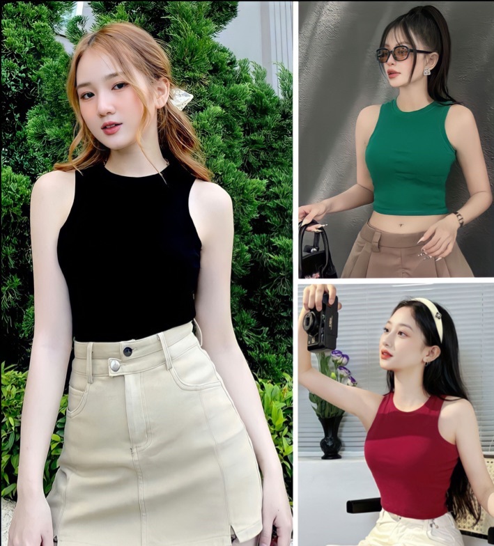 Áo crop-top ba lỗ sát nách nữ ôm body _ Áo nữ chất thun thái mềm mát, bền đẹp