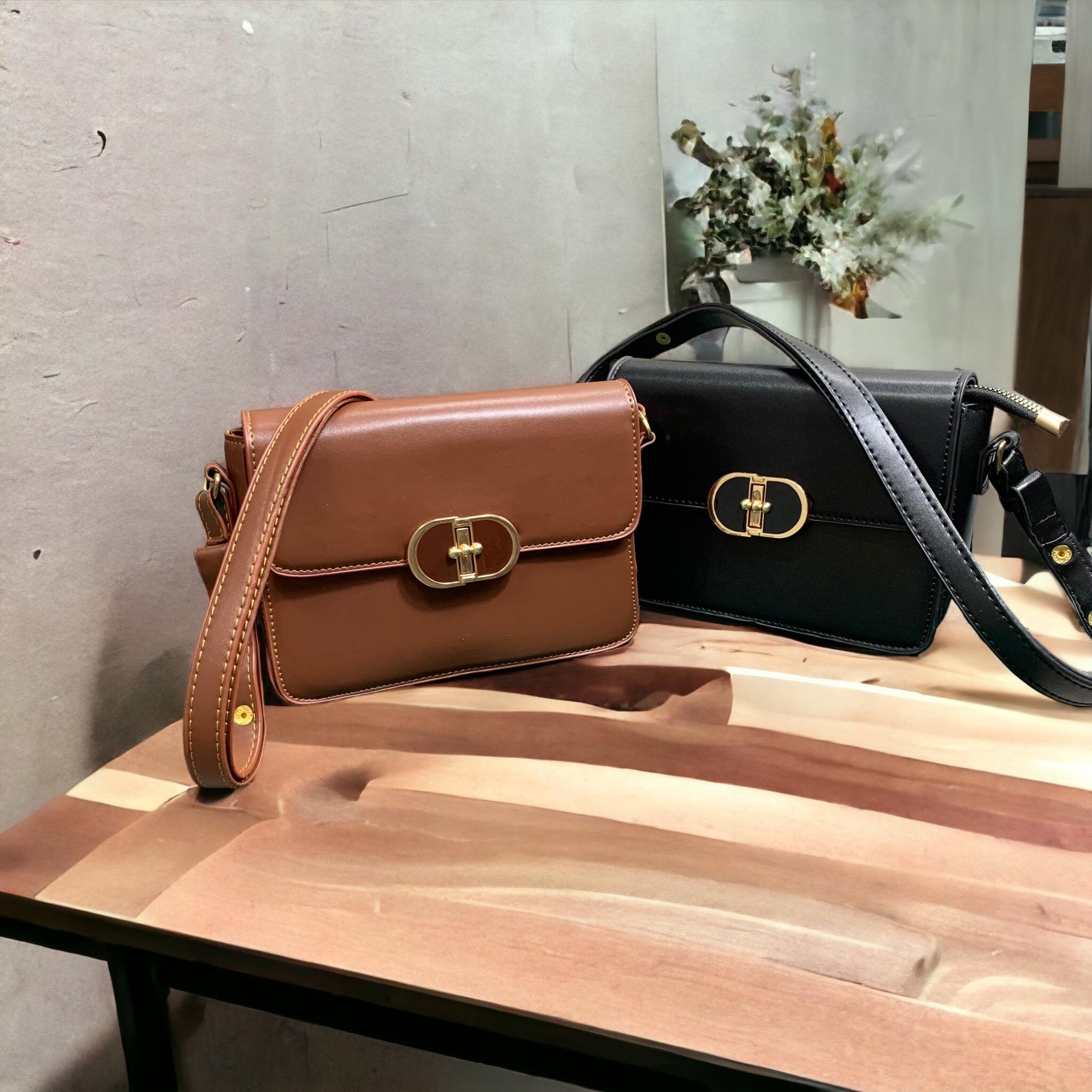 Túi xách Basic khóa xoay đeo chéo, kẹp nách nữ Size 20 loại xịn