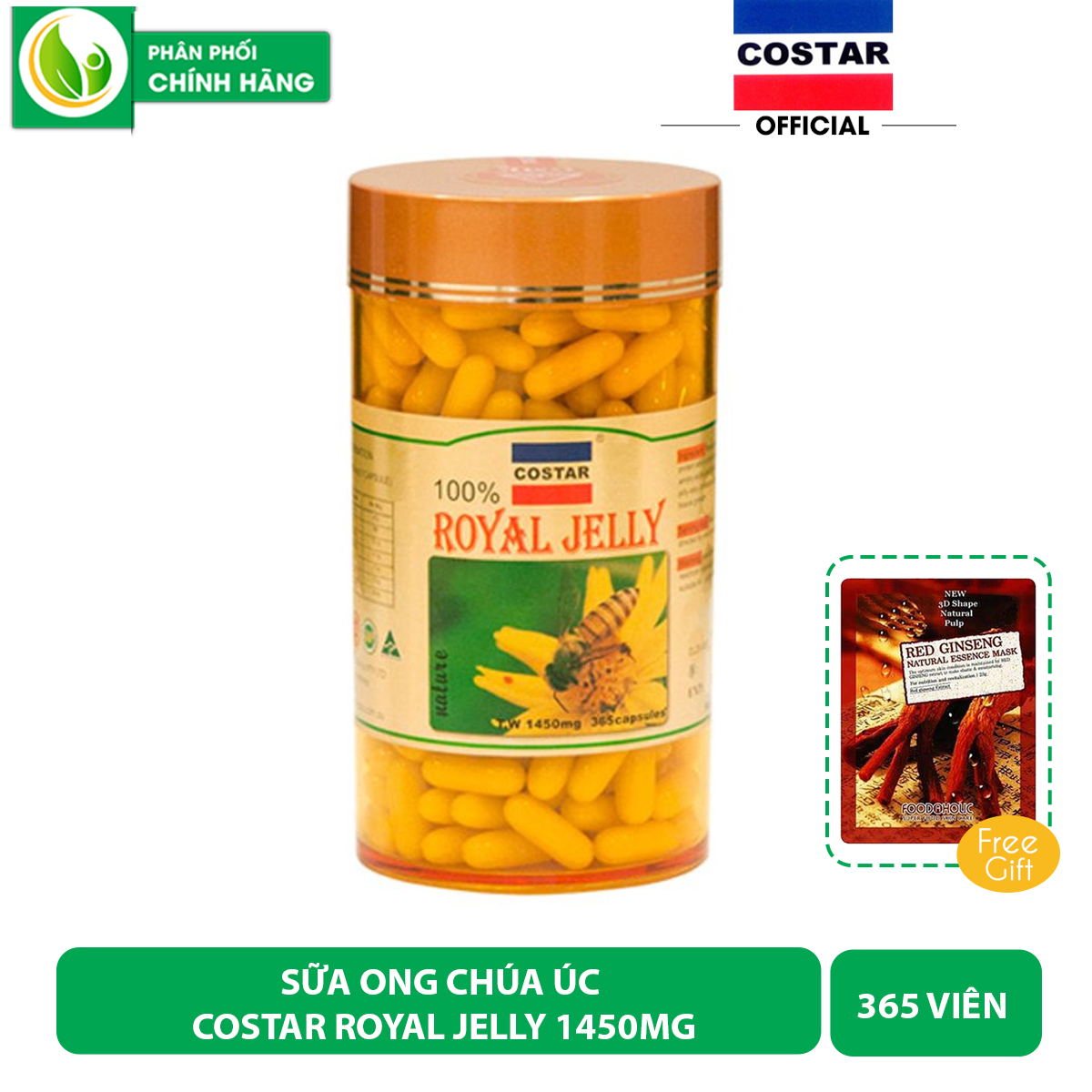 Sữa Ong Chúa Úc Costar Royal Jelly 1450mg 365 Viên Ngăn Ngừa Lão Hóa Tri Thâm Nám