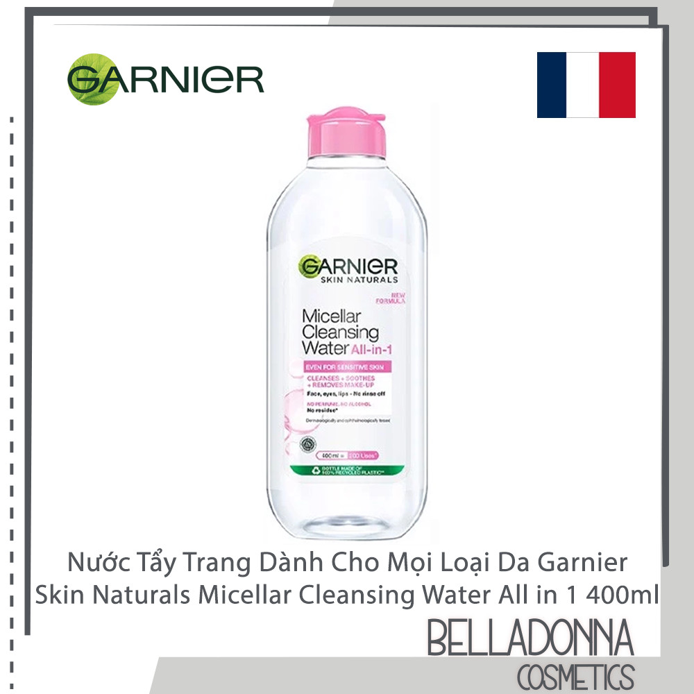 Nước Tẩy Trang Không Cồn Cho Da Mọi Loại Da Garnier Skin Active Micellar Cleansing Water For Sensitive Skin 400ml