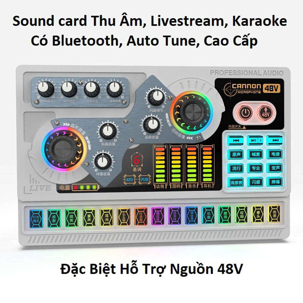 Bộ Sound Card Livestream X5 Hỗ Trợ Nguồn 48V Auto Tune, Bluetooth, Pin Sạc, Đèn LED Cùng Nhiều Hiệu Ứng Âm Thanh Đa Dạng