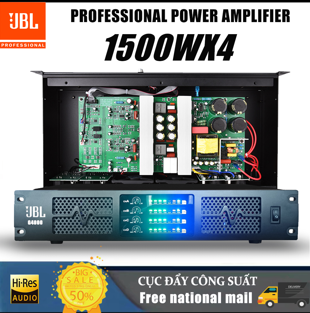 Cục đẩy công suất 4 kênh JBL G4000 1500w/kênh cao cấp, chính hãng,meeting KTV family entertainment engineering stage perfermance