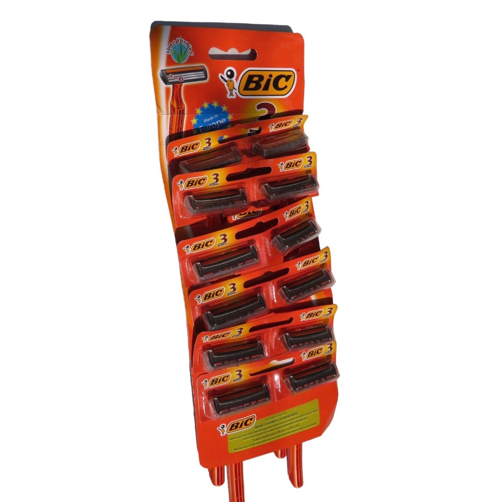 Dao cạo râu bic vỉ 12 cây, dao cạo bic 3 lưỡi vỉ 12 cây