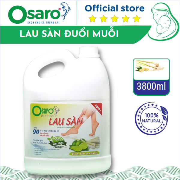 Nước lau sàn đuổi muỗi OSARO 3.8l tinh dầu sả chanh