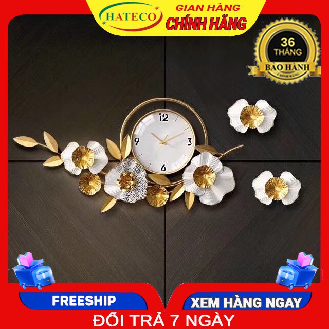 Đồng hồ trang trí phòng khách đẹp HATECO hình cành hoa trắng TT2106T, mẫu đồng hồ treo tường sang trọng phù hợp với trang trí nội thất phòng khách, trang trí phòng ngủ, làm quà tặng, mừng tân gia, mừng đám cưới