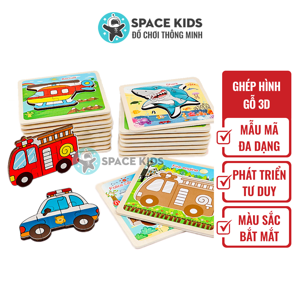Đồ chơi trẻ em 1 Tranh ghép hình cho bé dạng 3D bằng gỗ Space Kids - Mã SK02