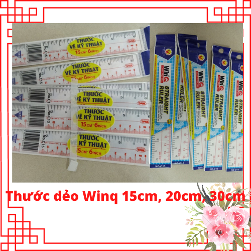 Combo 2 cây Thước thẳng nhựa dẻo 15cm, 20cm và 30cm