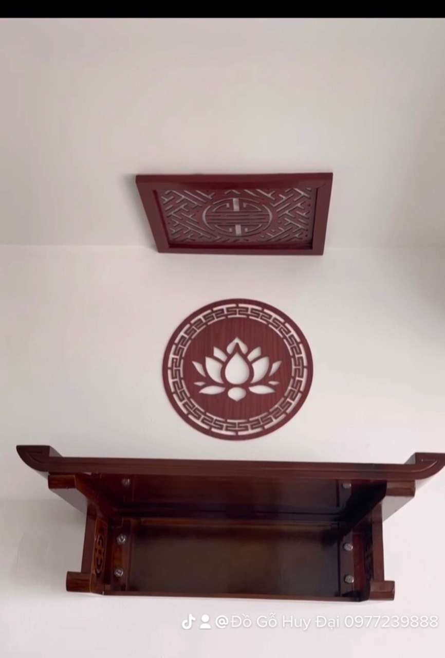 Bàn thờ gỗ sồi 61, 69, 81, 89, 107cm kèm chữ, viền, chắn khói