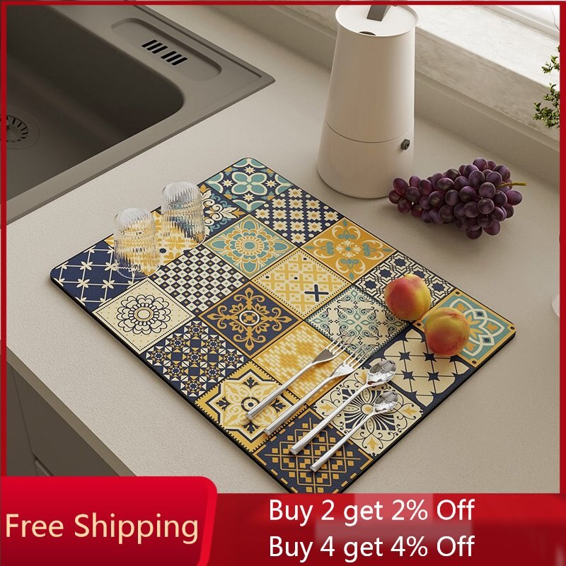Kitchen Mat for Dish Drying Rugs Absorbent Dish Drainer Mat Kitchen Sink