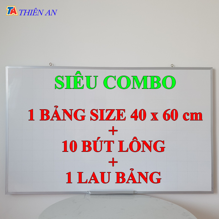 Siêu combo 1 bảng viết bút lông size 40x60cm + 10 bút lông bảng + 1 lau bảng