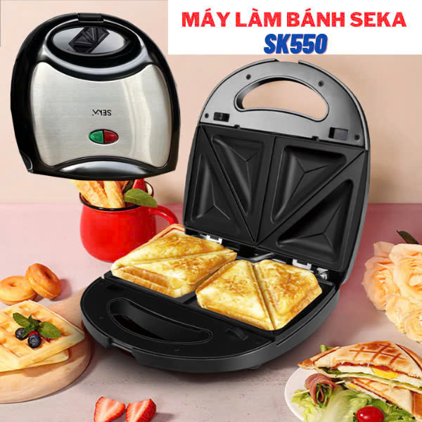 MÁY LÀM BÁNH HOTDOG CHÍNH HÃNG SOKANY KJ-102 bánh hotdog Seka SK550 - Máy làm bánh sanwich - Máy nướng bánh chống dính cao cấp - Máy kẹp bánh mỳ công suất 750W, làm nóng nhanh, thiết kế nhỏ gọn- Bảo Hành 12 Tháng Lỗi 1 Đổi 1