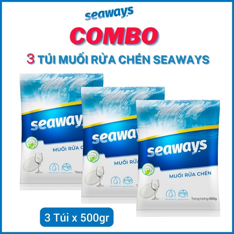 Combo 3 túi muối rửa chén seaways/muối làm mềm nước - dành cho mọi loại máy rửa chén