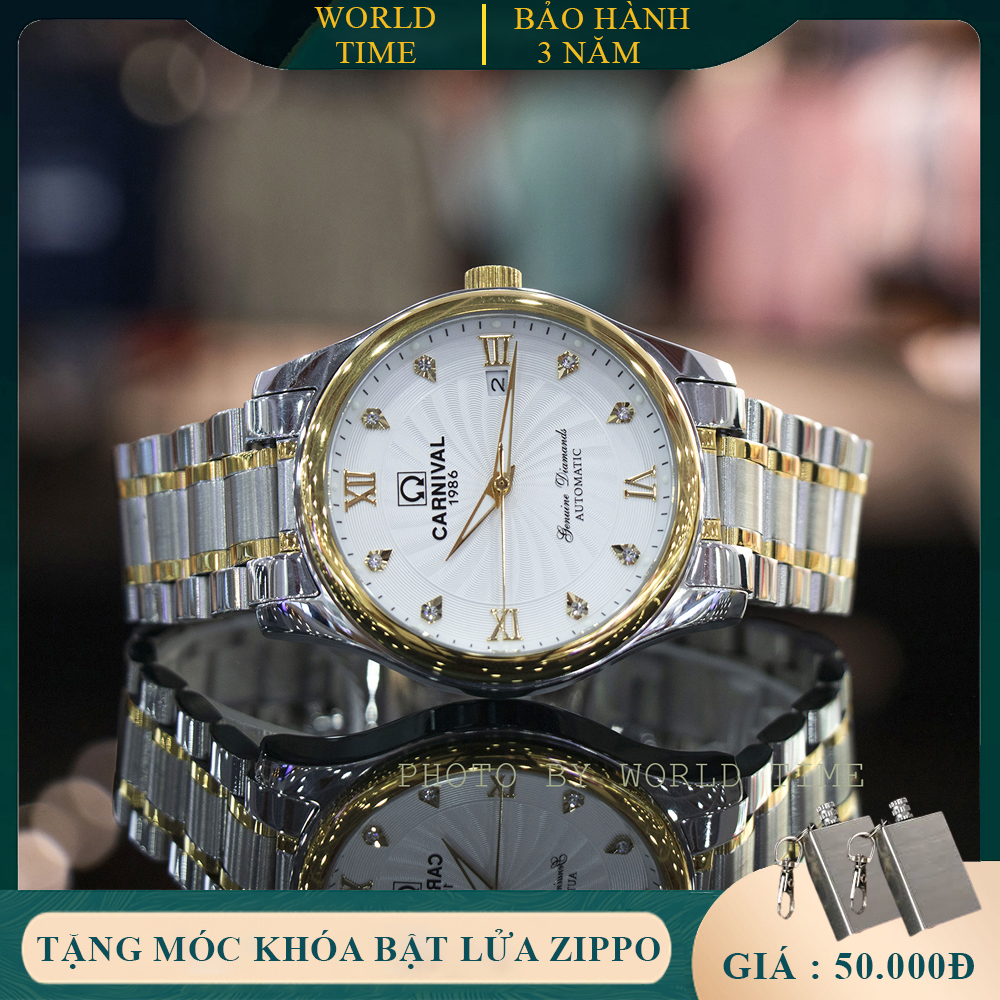 Đồng hồ nam Carnival 8671G Full box Thẻ Bảo Hành 03 năm Kính Sapphire Chống Xước Chống Nước Dây Thép không gỉ 316L