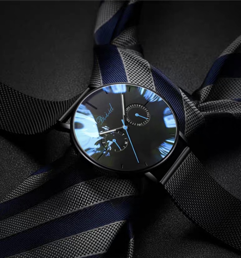 Đồng hồ nam chống nước DIZIZID Chính hãng dây thép mành đen cao cấp chạy full kim TTDZ89