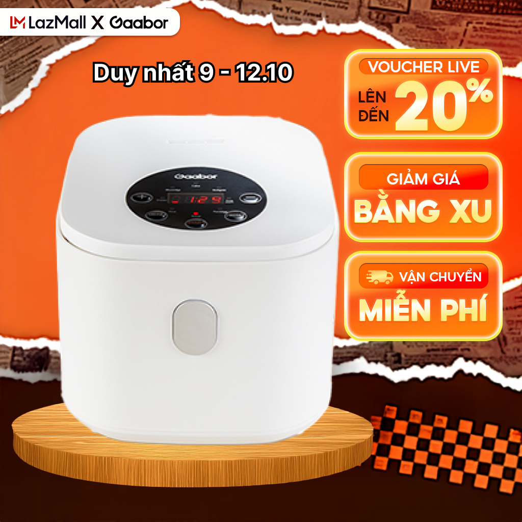 FLASH SALE Nồi cơm điện tử dung tích 1L Gaabor GR-S25D 7 chế độ nấu lòng nồi chống dính công suất 400W màu trắng - Bảo hành 12 tháng 1 đổi 1