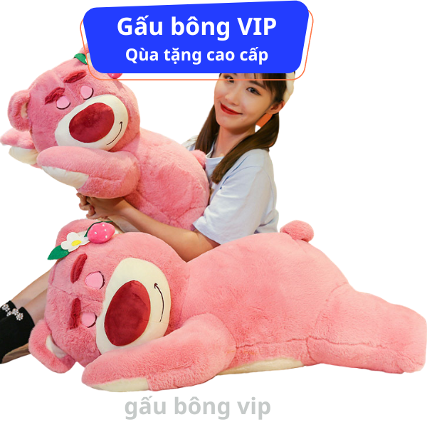 Gấu bông gấu dâu lotso hồng gấu bông vip tphcm, thú bông gấu hồng, gối ôm cho bé thú hoạt hình, qùa tặng cao cấp