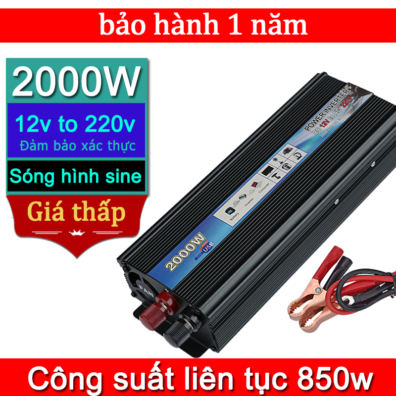 Kích điện 12v 220v sin chuẩn 2000w,bộ chuyển đổi điện 12v sang 220v,chuyển nguồn 12v ra 220v 2000w,inverter 12v to 220v