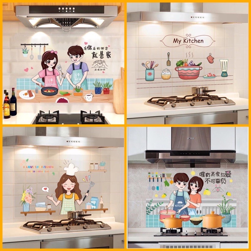 Decal Giấy dán bếp cách nhiệt chống dầu mỡ, kích thước .