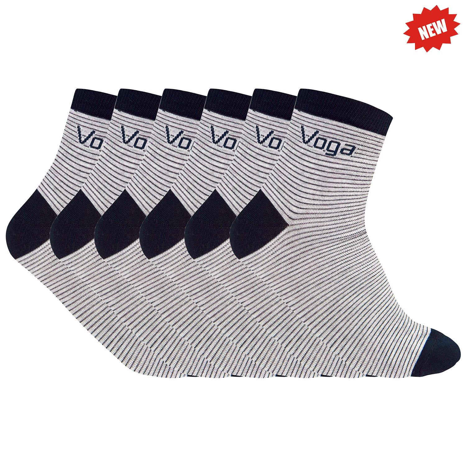 Set 3 Đôi Tất Vớ Nam Cao Cấp Voga Cổ Trung Màu Xanh Sọc, Sợi Bamboo Hút Mồ Hôi, Khử Mùi