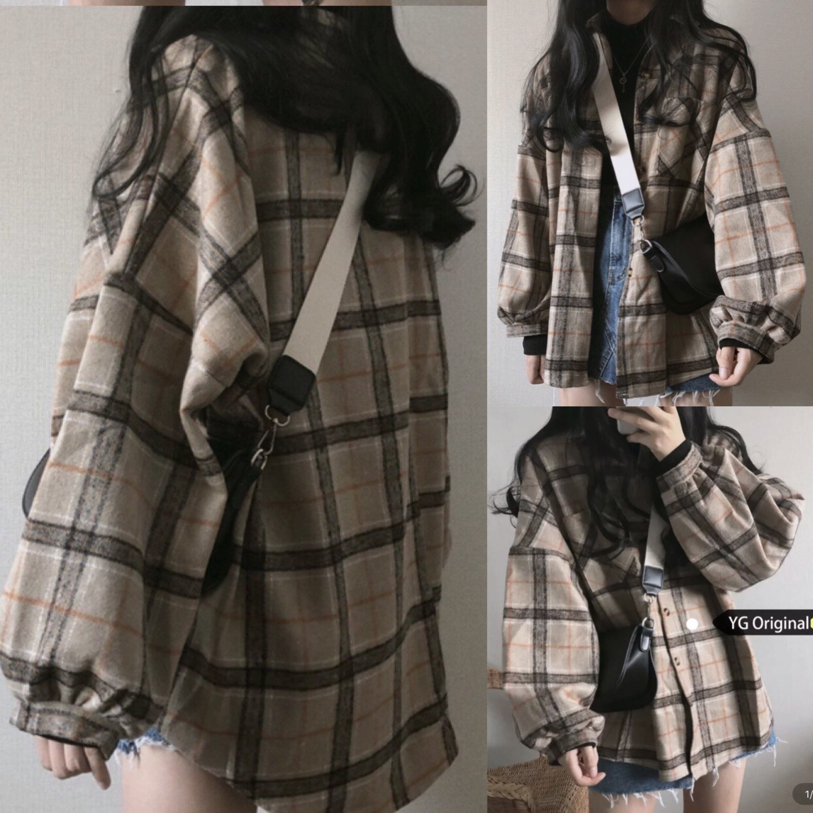 Áo sơ mi dài tay kẻ sọc caro ulzzang br túi ngực dáng dài trẻ trung năng động/ Áo sơ mi nam nữ cổ bẻ tay bồng unisex hàn quốc