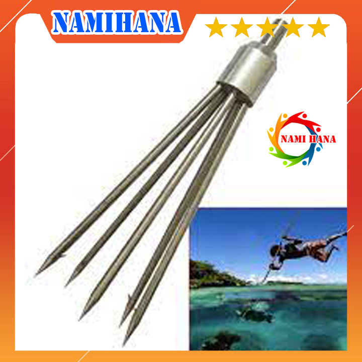 Xiên bắt cá 5 tiêu có ngạnh - chất, dụng cụ bắt cá, chĩa bắt cá, lao xiên