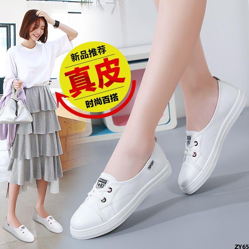 Giày Thể Thao Dễ Phối Đồ Thường Ngày Giày Trắng Nữ Đế Mềm Da Bò Thời Trang