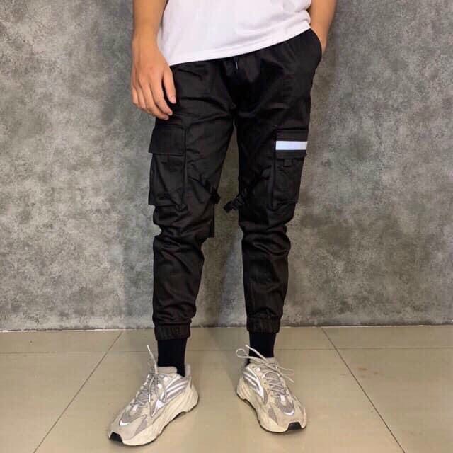[HCM]Quần jogger kaki Unisex nam nữ Phối Túi hộp Phản Quang ( KHÓA DÁN )