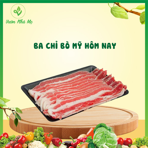 Ba chỉ bò mỹ dải Vườn Nhà Mẹ - 500g Ba chỉ bò loại ngon ăn nướng, lẩu - Thực phẩm tươi, sạch, chuẩn VietGap
