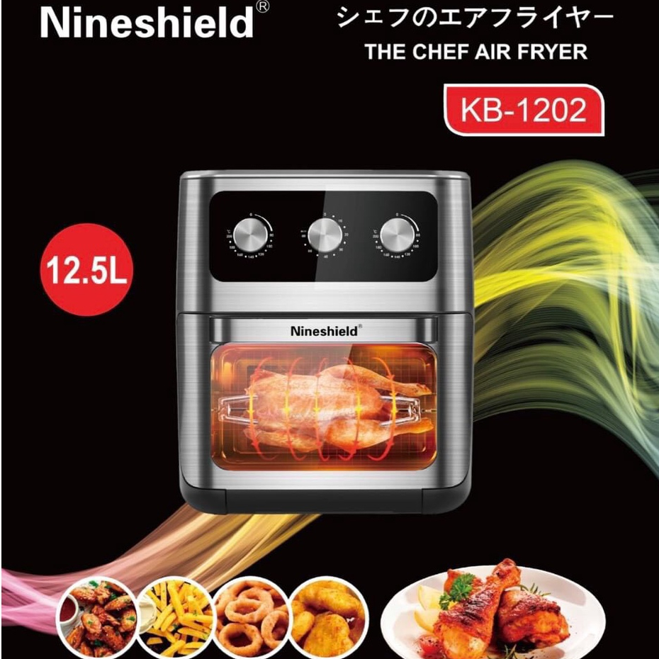 Nồi Chiên Không Dầu, Bếp Chiên Không Khí NINESHIELD 12.5L Bản Cơ Và Điện Tử - Bảo Hành 12 Tháng