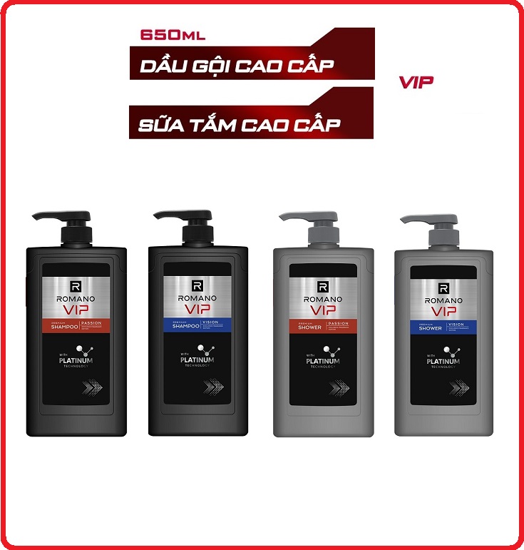 Dầu gội / Sữa Tắm cao cấp Romano Vip sang trọng đẳng cấp tóc chắc khỏe 650gr cam kết hàng đúng mô tả chất lượng đảm bảo an toàn đến sức khỏe người sử dụng đa dạng mẫu mã màu sắc kích cỡ