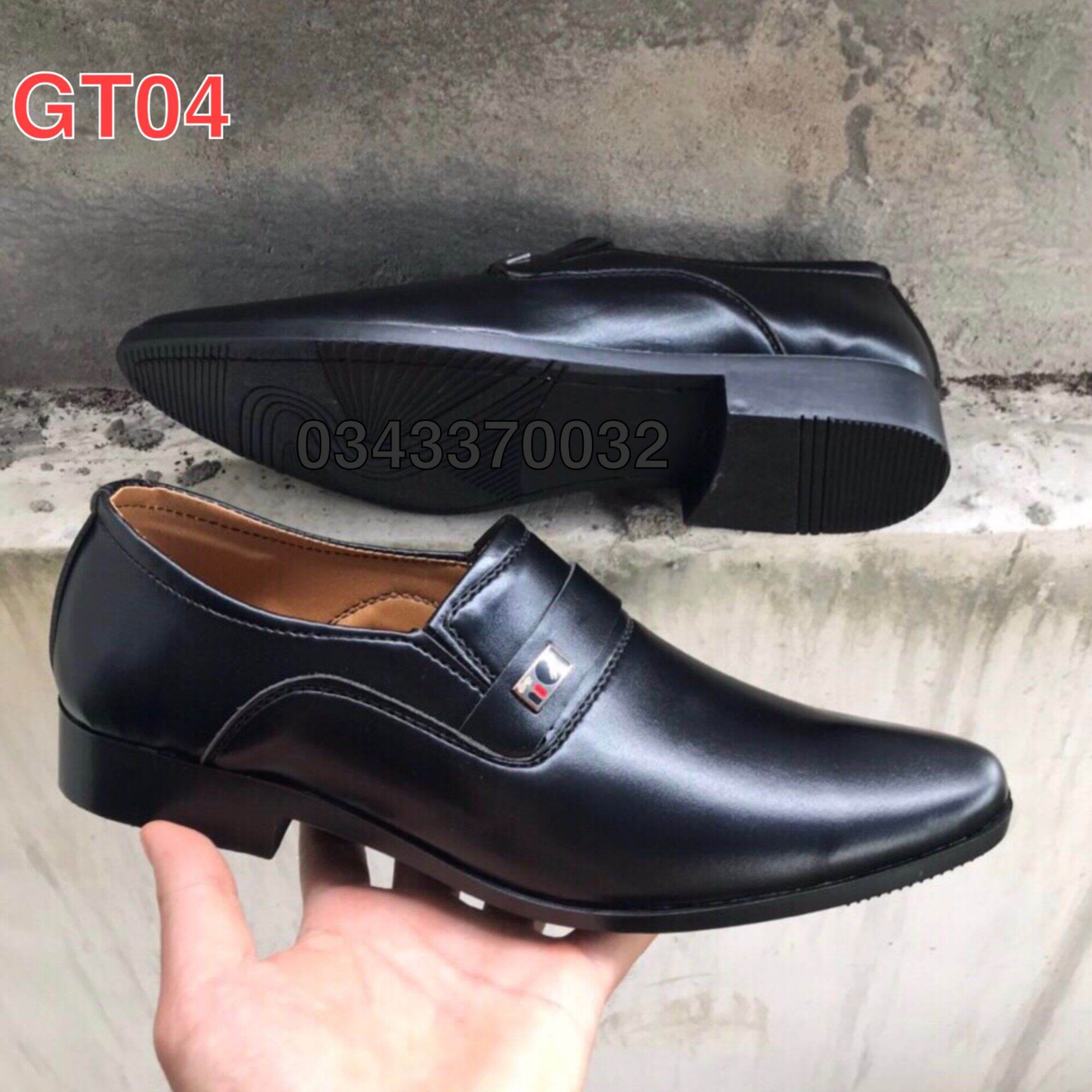 Giày công sở nam phom đẹp, da mềm, màu đen, sang trọng lịch lãm, mã GT04