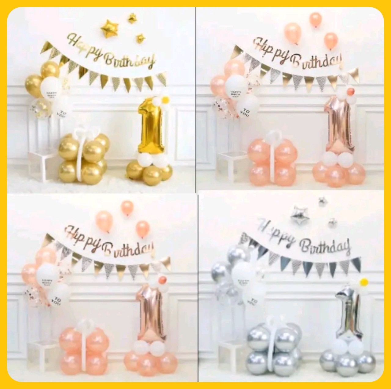Combo set trang trí sinh nhật Bk119 trang trí sinh nhật cho bé, tặng ống bơm & keo dán bóng.