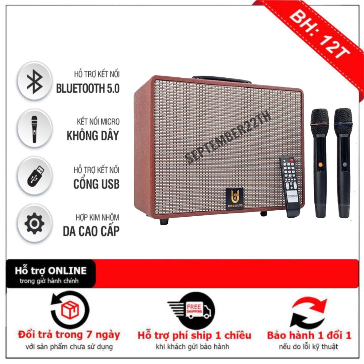 [ HÀNG CHUẨN LOẠI 1 ] Loa Karaoke Xách Tay BestSound M10, Nhỏ Gọn - Tiện Lợi - Mạnh Mẽ, Loa Kéo Blutooth Di Động Công Suốt Lớn, Đầy Đủ Kết Nối Bluetooth, USB, SD card, AUX, đài FM, Pin 3-5h