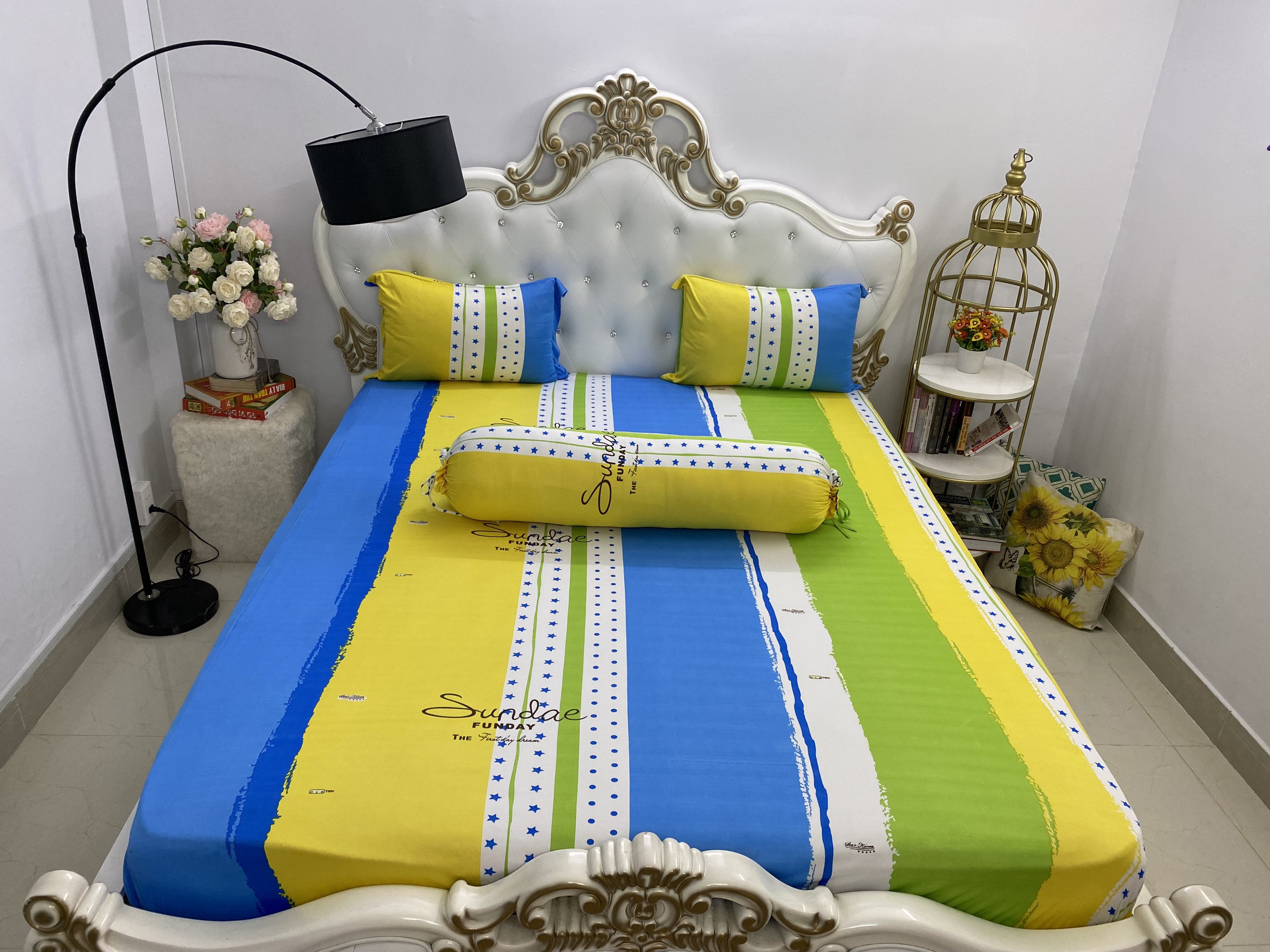 [HCM]Bộ drap thun Hàn Quốc mát lạnh { 4 món } khách nhớ chọn size thiết kế họa tiết trang nhã được bày trí tinh tế thể hiện vẻ sang trọng