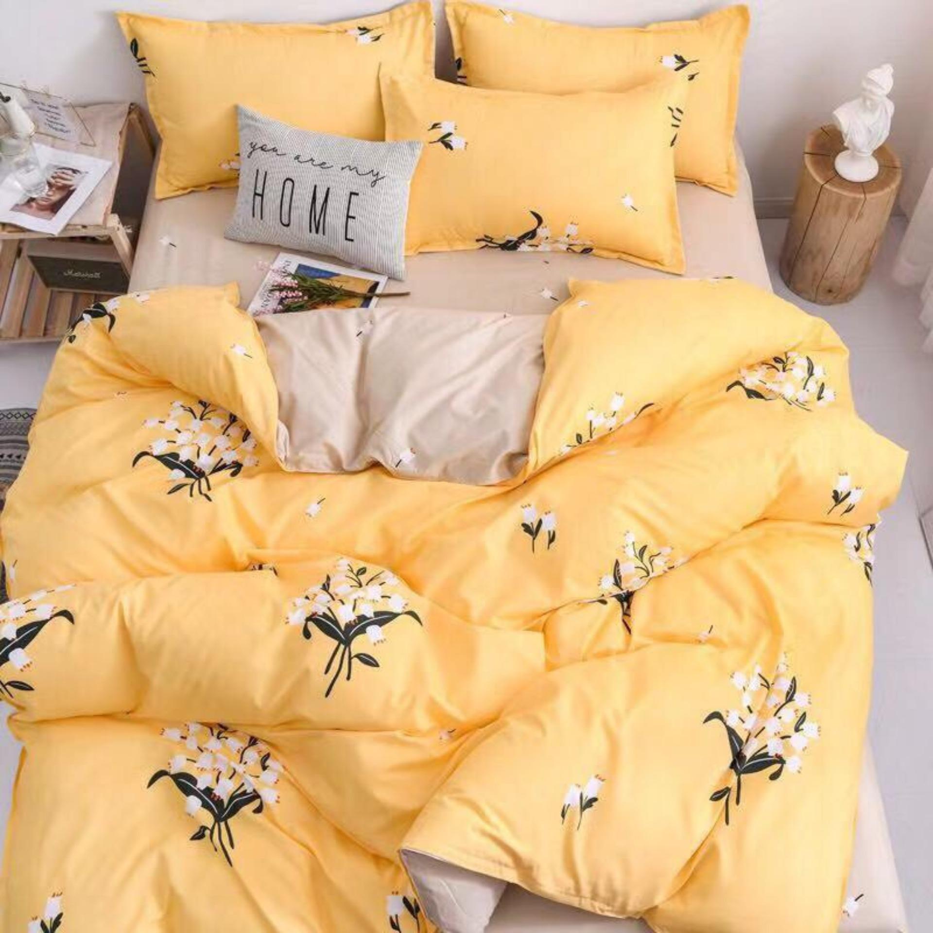 [ MIỄN PHÍ VẬN CHUYỂN ]-Bộ chăn ga gối phong cách Hàn Quốc hoa chuông vàng bo chun đủ kích thước