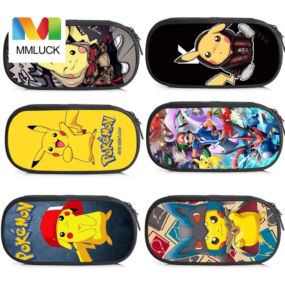MMLUCK Kawaii Office Supplies Pikachu Large Capacity Children Pokemon Pencil Case Stationery Box Pencil Bag Pen Case