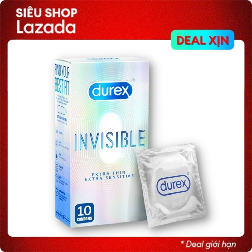 bao cao su durex invisible extrathin 10 bao siêu mỏng tăng cảm giác. hàng chính hãng chống rách mỏng siêu chắc chắn ((che tên sản phẩm))