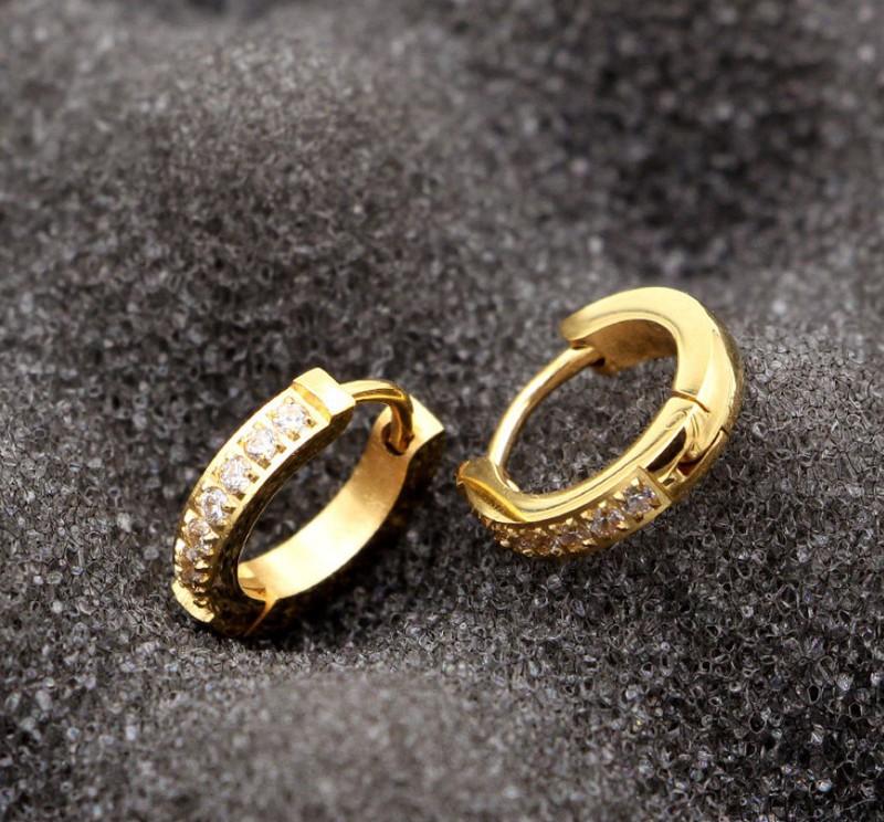 Bông Tai Khuyên Tròn Nhỏ Đính Đá Titan Không Đen TT 0933