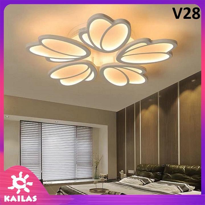 Đèn ốp trần led, đèn ốp trần led trang trí mẫu v28 - 3 chế độ sáng - có điều khiển - kailas