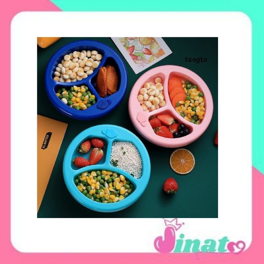 Khay ăn dặm chống lật chống đổ giữ nhiệt cho bé yêu, khay 3 ngăn cho bé ăn dặm