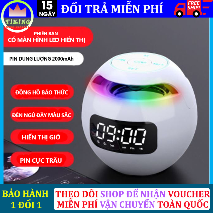 Loa bluetooth không dây mini Earise G90 S phiên bản Pro, loa không dây 3 trong 1 kiêm đồng hồ báo thức và đèn ngủ, loa đồng hồ màn hình led hiển thị giờ và pin, loa không dây bluetooth seu bass siêu trầm