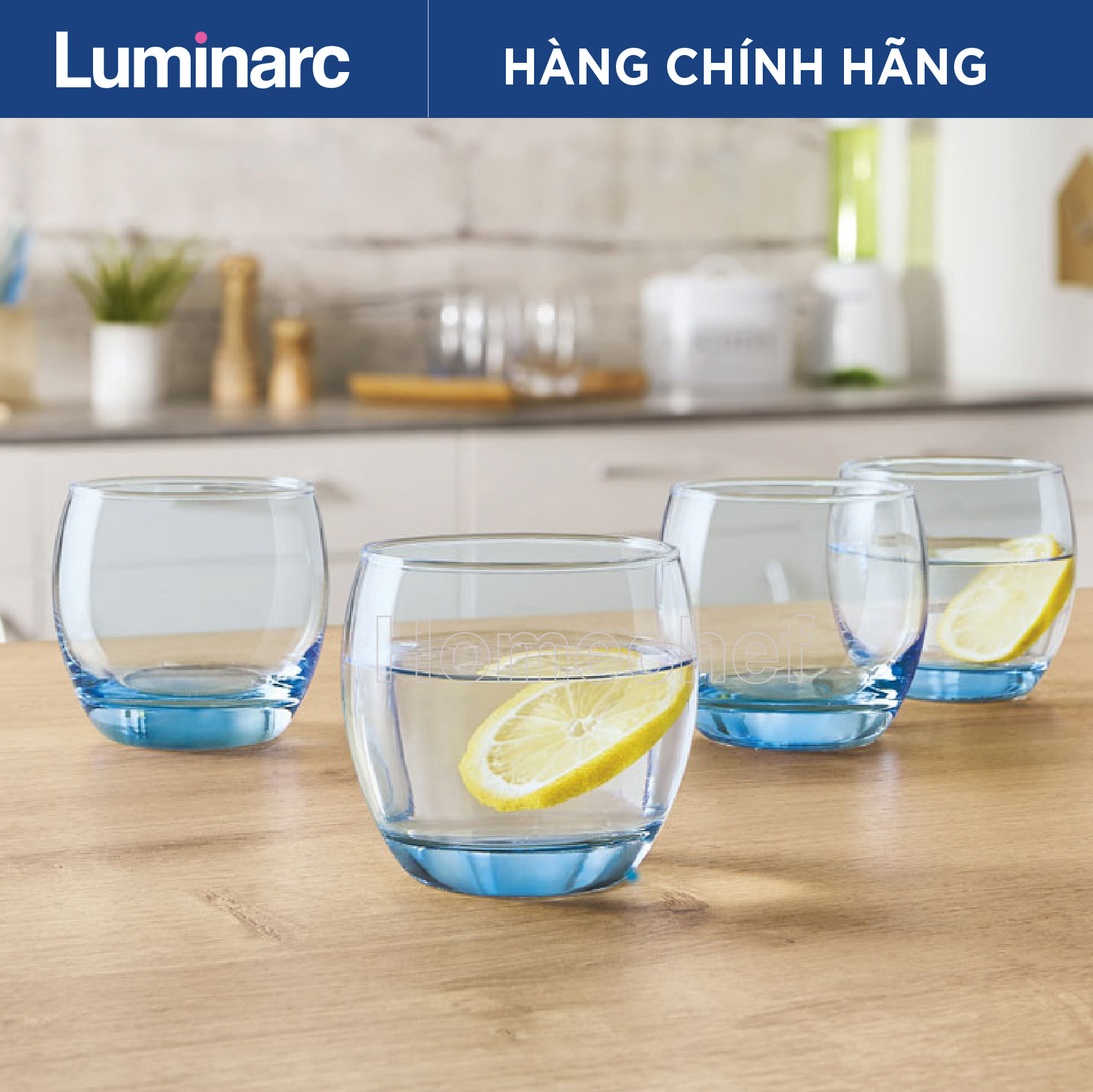 Bộ cốc (ly) thủy tinh thấp Luminarc Salto Blue 6 chiếc J1584- 32cl