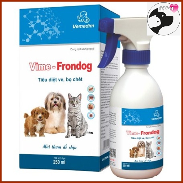 [HCM]Chai xịt Vime - Frondog Tiêu diệt ve- rận bọ chét ở chó mèo. 250mL ( Bao bì mới 2021)