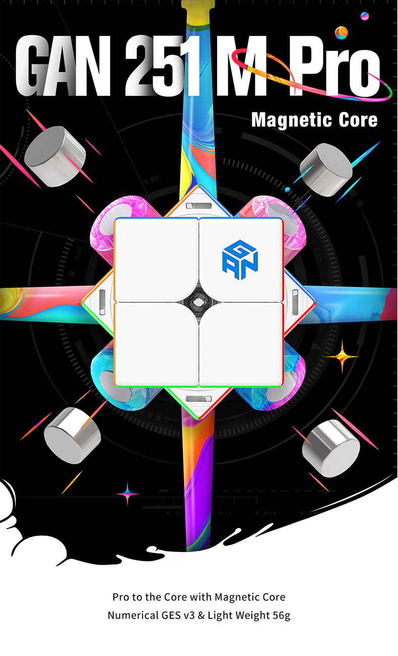 Rubik gan 251 m leap 2x2 rubic nam châm 2 tầng cao cấp flagship gan251 m leap