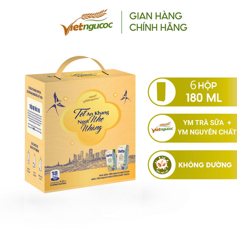 Hộp Qùa Tết 6 Lốc Sữa OATTA Drink Không Đường 180ml